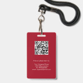 Rode Roos, Personeelsfoto ID met QR-code, Bedrijf Badge (Achterkant met lanyard)