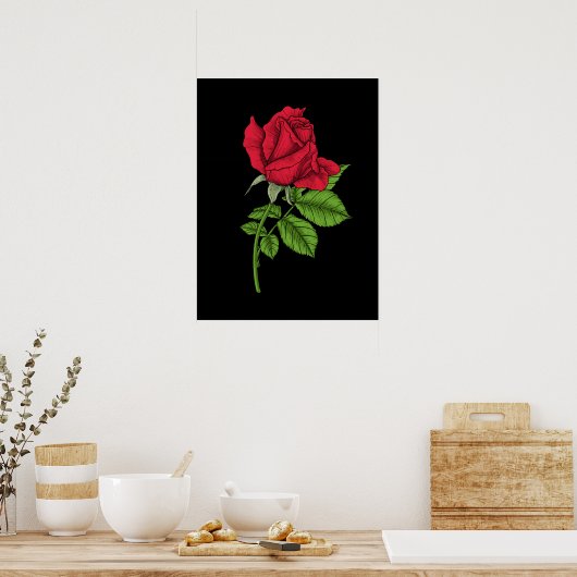 Rode roos poster (Keuken)