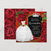 Rode Roos Prinses Quinceanera Kaart (Voorkant / Achterkant)