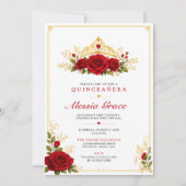 Rode Roos Prinses Quinceañera Uitnodiging Template (Voorkant)