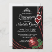 Rode Roos Quinceañera Feestviering Kaart (Voorkant)