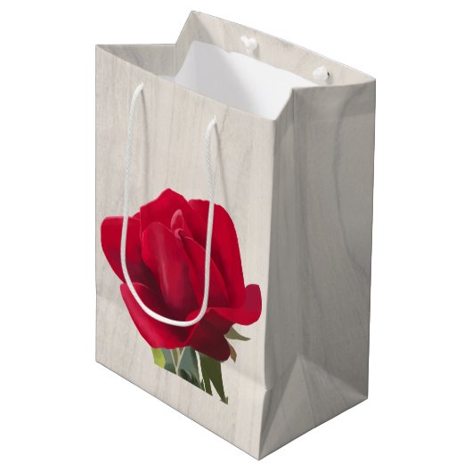Rode roos - Red rose Medium Cadeauzakje (Voorkant Gekanteld)