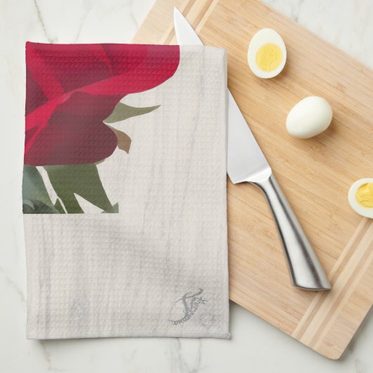 Rode roos - Red rose Theedoek (Quarter Fold)