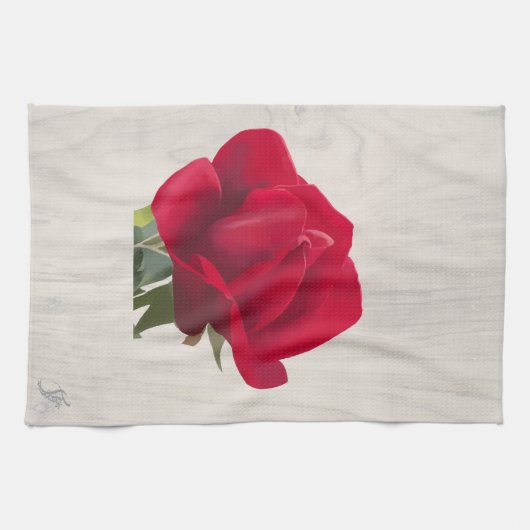 Rode roos - Red rose Theedoek (Horizontaal)