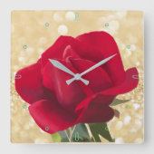 Rode roos - Red rose Vierkante Klok (Voorkant)