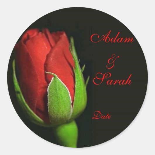 rode roos, revers roos, Adam & Sarah, Datum Ronde Sticker (Voorkant)