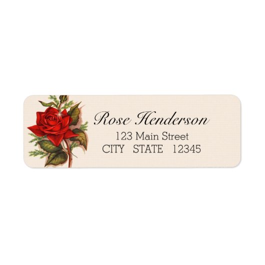 rode roos romantisch retouradres etiket (Voorkant)