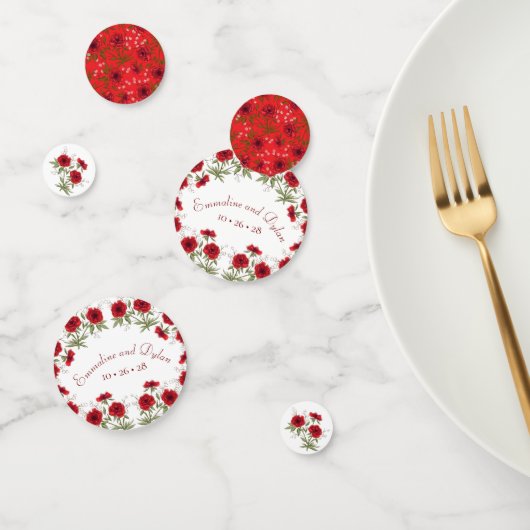 Rode Roos Romantische Trouwdag Confetti (Groep)