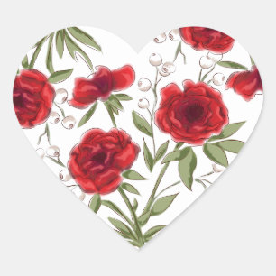 Rode Roos Romantische Trouwdag Hart Sticker