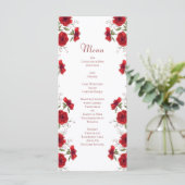 Rode Roos Romantische Trouwmenu's Menu (Staand voorkant)