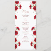Rode Roos Romantische Trouwmenu's Menu (Voorkant)