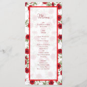 Rode Roos Romantische Trouwmenu's Menu (Voorkant)