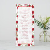 Rode Roos Romantische Trouwprogramma's Menu (Staand voorkant)