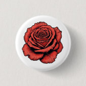 Rode Roos Ronde Button 3,2 Cm (Voorkant)