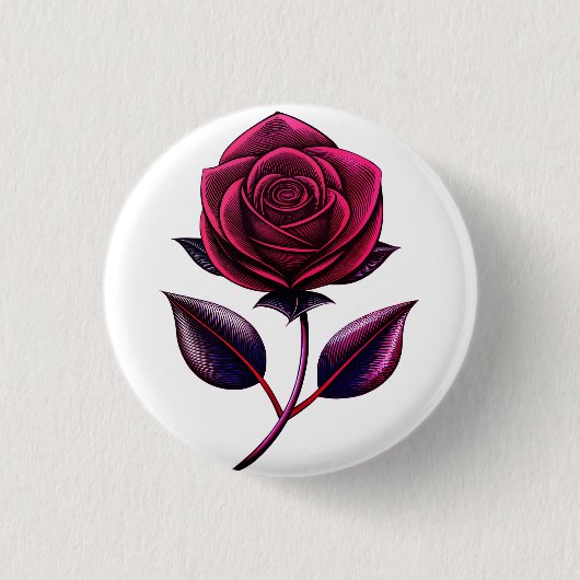 rode roos ronde button 3,2 cm (Voorkant)