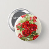 rode roos ronde button 5,7 cm (Voorkant /achterkant)