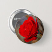 Rode Roos Ronde Button 5,7 Cm (Voorkant /achterkant)