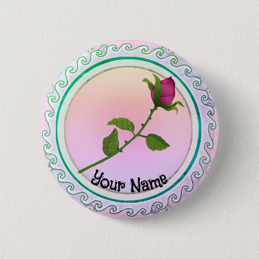 Rode Roos Ronde Button 5,7 Cm (Voorkant)