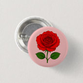 Rode Roos Ronde Knop Button 3,2 Cm (Voorkant /achterkant)