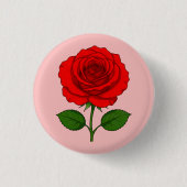 Rode Roos Ronde Knop Button 3,2 Cm (Voorkant)