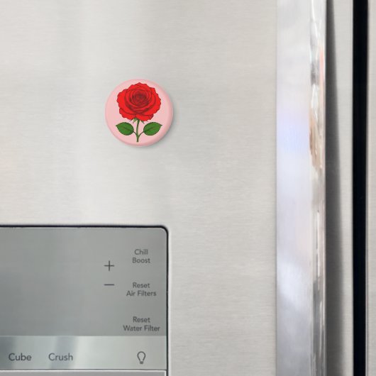 Rode Roos Ronde Magneet (Insitu (Koelkast))