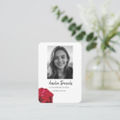 Rode Roos Rouwkaart Contactkaartje (Staand voorkant)