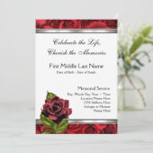 Rode Roos Rouwkaart Uitvaart Aankondiging (Staand voorkant)