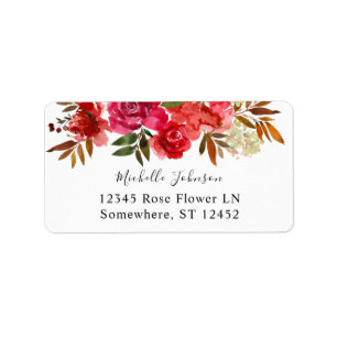 Rode Roos & Roze Bloem 2 Retouradres Etiket