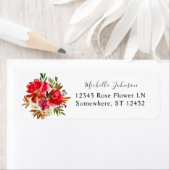 Rode Roos & Roze Bloem Retouradres Etiket (Insitu)