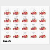 Rode Roos & Roze Bloemen 4 Vierkante Sticker (Vel)