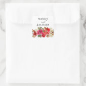 Rode Roos & Roze Bloemen 4 Vierkante Sticker (Tas)