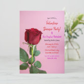 Rode Roos Roze Bloemendinerfeest Verjaardag Kaart (Staand voorkant)