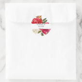 Rode Roos & Roze Bloemstuk 2 Bedankt Ronde Sticker (Tas)
