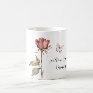 Rode Roos Roze Witte Vlinderdromen Koffiemok