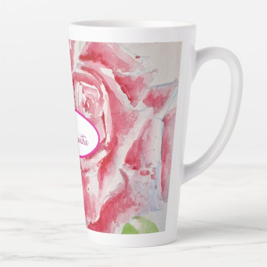 Rode Roos Rozen Bloem Patroon Papier Feestbord Latte Mok (Rechts)