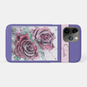 Rode Roos Rozen Bloem Waterverf Bloemrijk Paarse K Case-Mate iPhone Case (Achterkant (horizontaal))