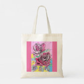 Rode Roos Rozen Roze Waterverf bloem Tote Bag (Achterkant)
