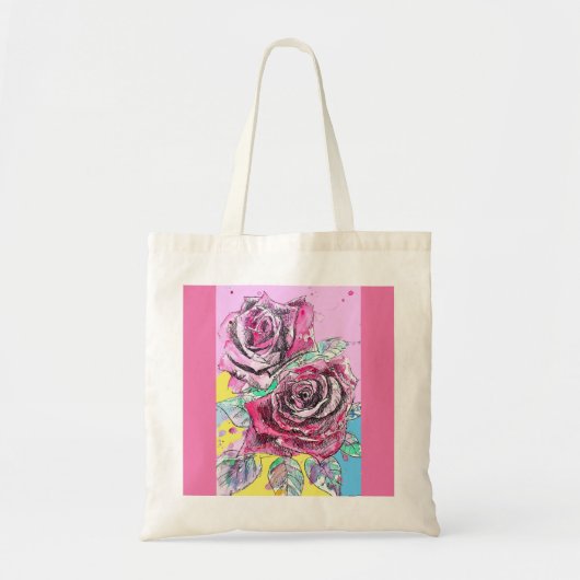 Rode Roos Rozen Roze Waterverf bloem Tote Bag (Voorkant)