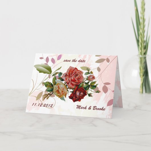 Rode roos save the date huwelijksaankondiging aankondiging (Voorkant)