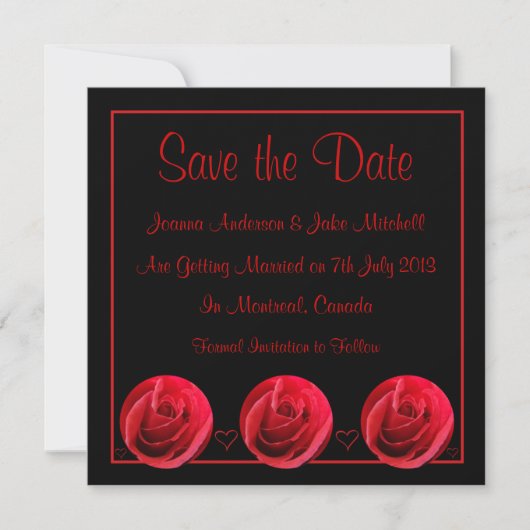 Rode Roos Save the Date Uitnodiging (Voorkant)