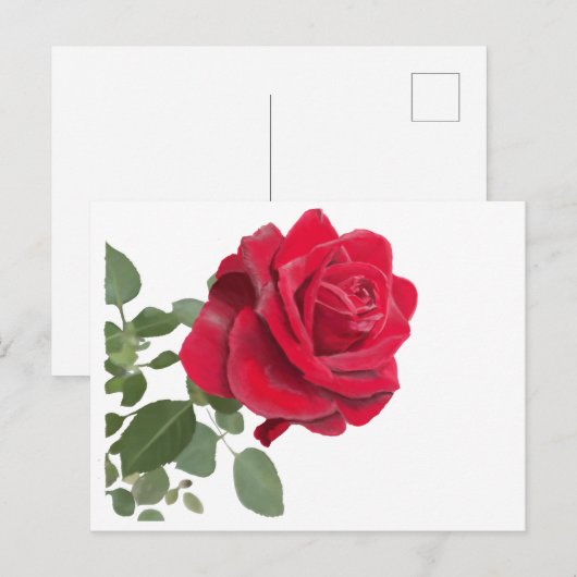 Rode roos schilderij briefkaart (Voorkant / Achterkant)