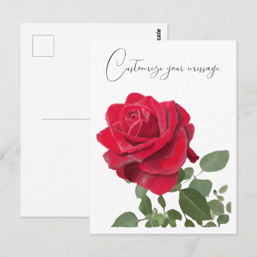 Rode roos schilderij briefkaart (Voorkant / Achterkant)