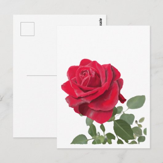 Rode roos schilderij briefkaart (Voorkant / Achterkant)