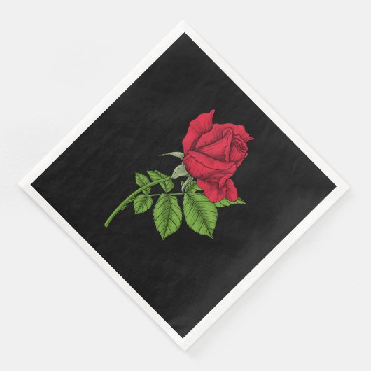 Rode roos servet (Hoek)