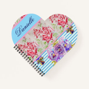 Rode Roos Shabby Chic Waterverfrozen Roze Blauw Notitieboek