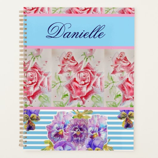 Rode Roos Shabby Chic Waterverfrozen Rozen Roze Bl Planner (Voorkant)