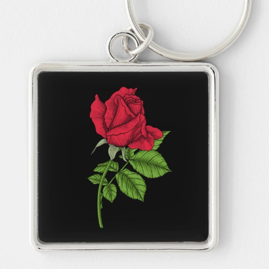 Rode roos sleutelhanger (Voorkant)