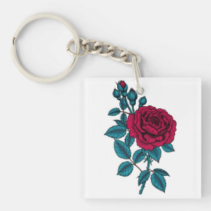 Rode roos sleutelhanger