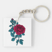 Rode roos sleutelhanger (Achterkant)