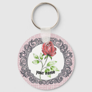 Rode roos sleutelhanger